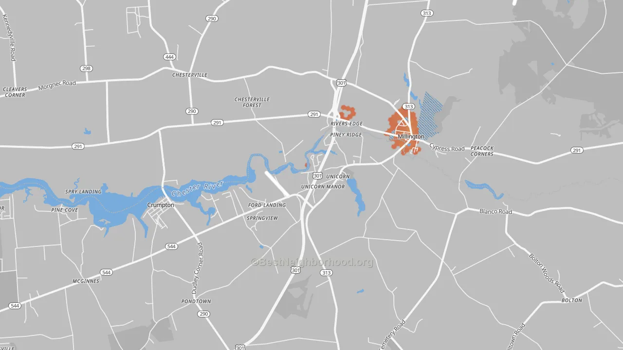 Bike Grade map of Millington, MD