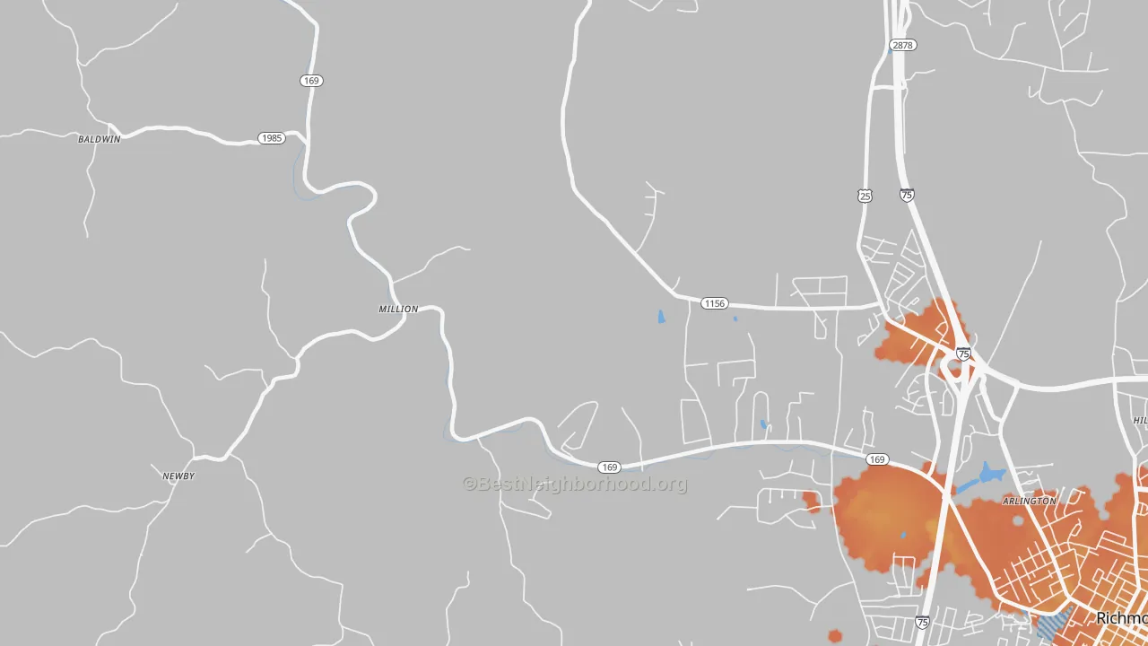 Bike Grade map of Million, KY