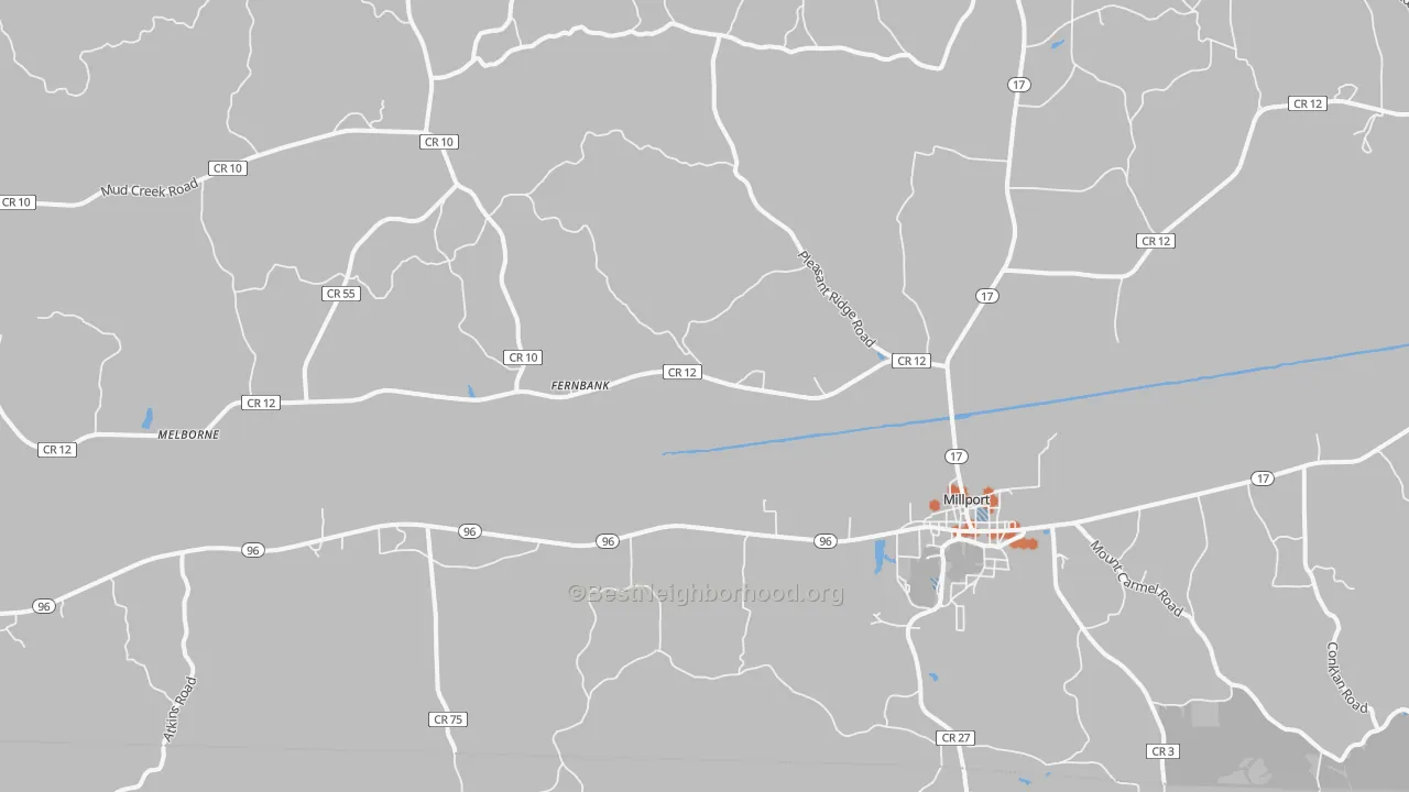 Bike Grade map of Millport, AL