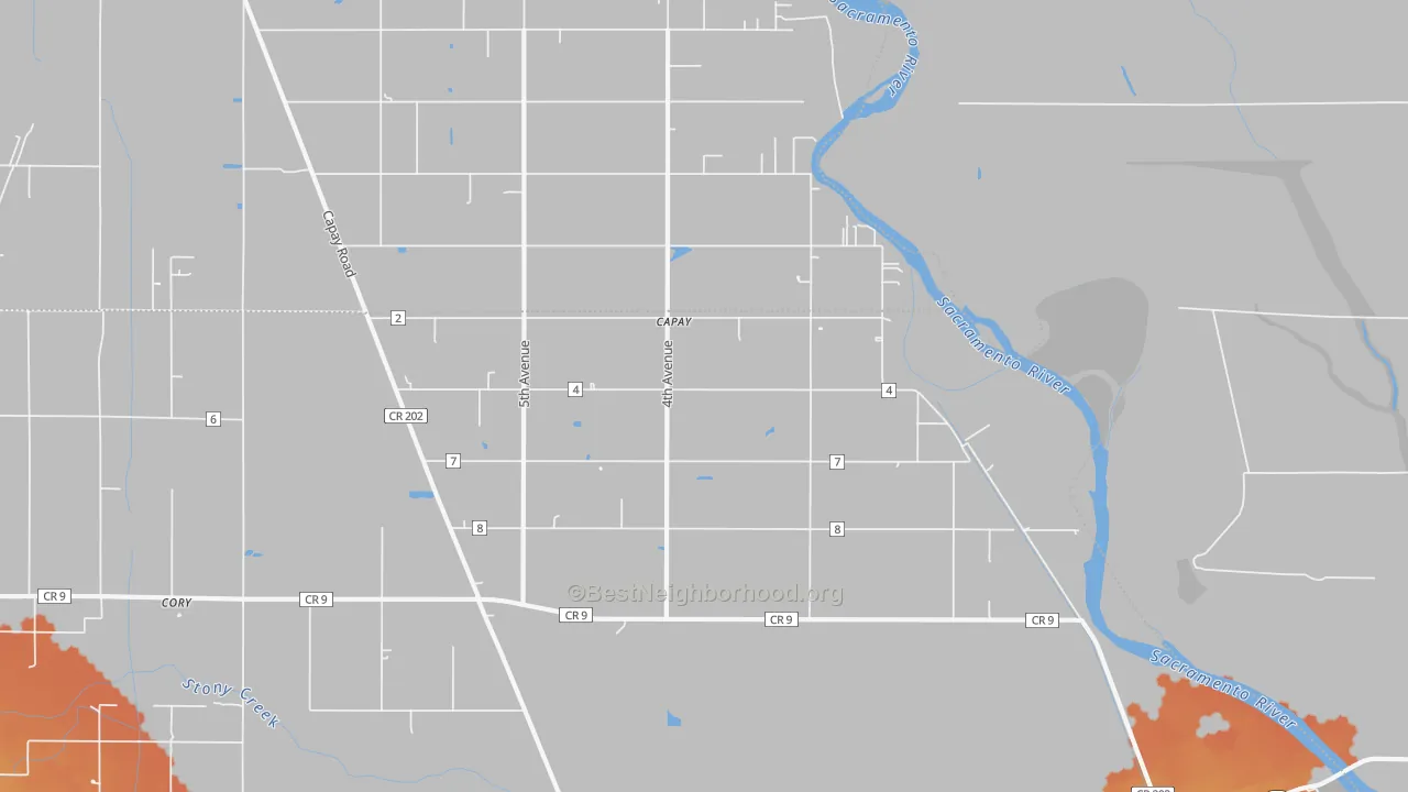 Bike Grade map of Mills Orchard, CA