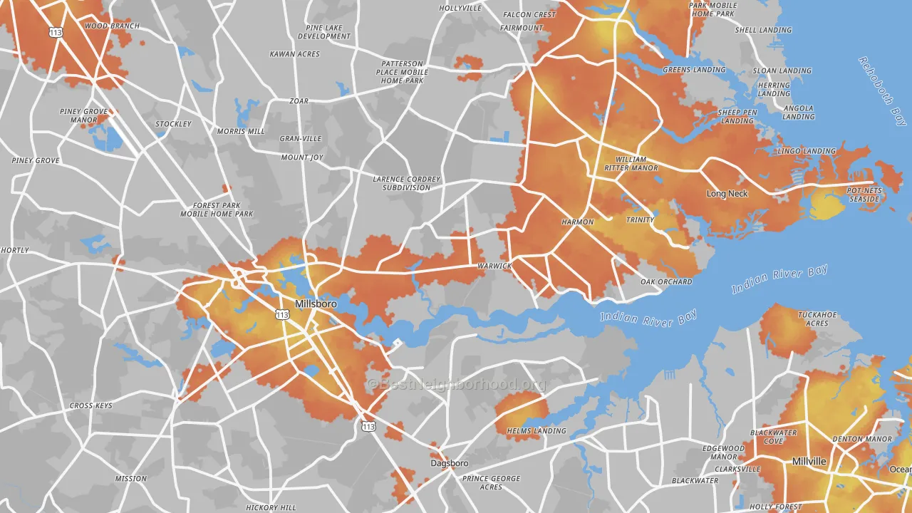 Bike Grade map of Millsboro, DE