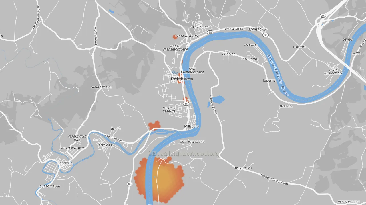 Bike Grade map of Millsboro, PA