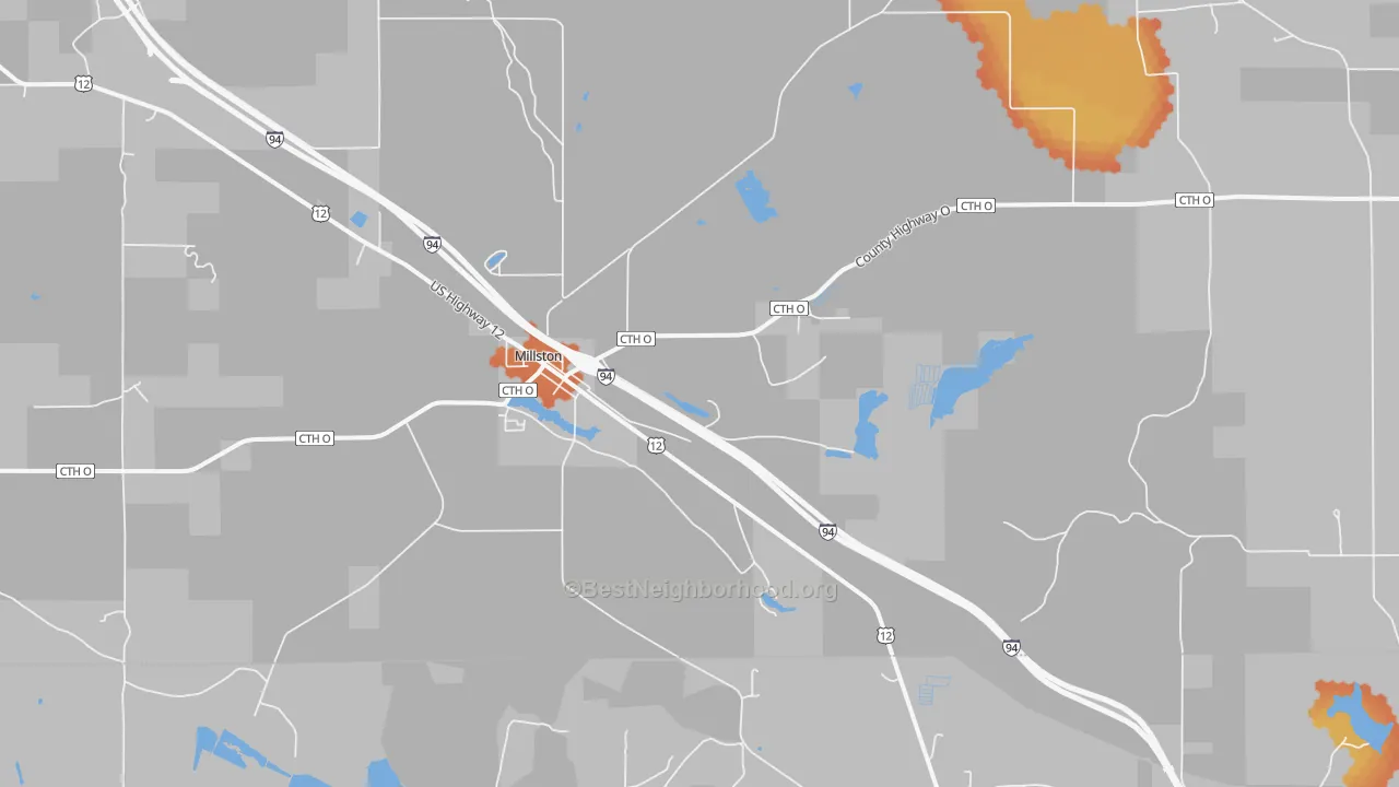 Bike Grade map of Millston, WI