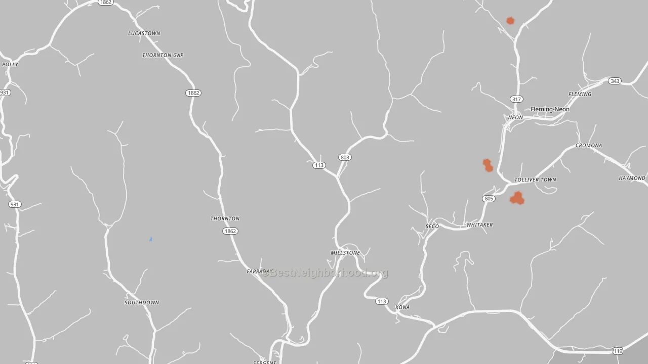 Bike Grade map of Millstone, KY