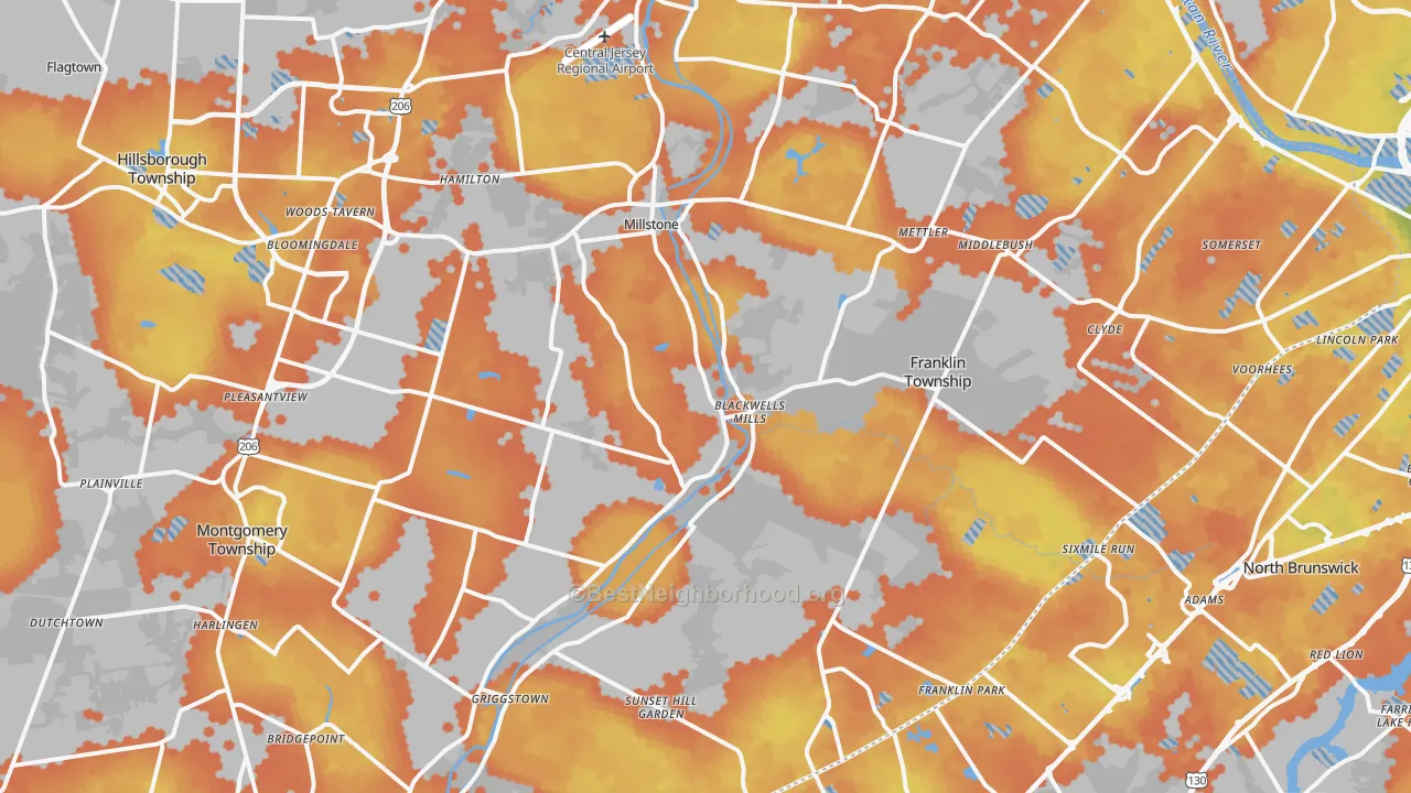 Bike Grade map of Millstone, NJ