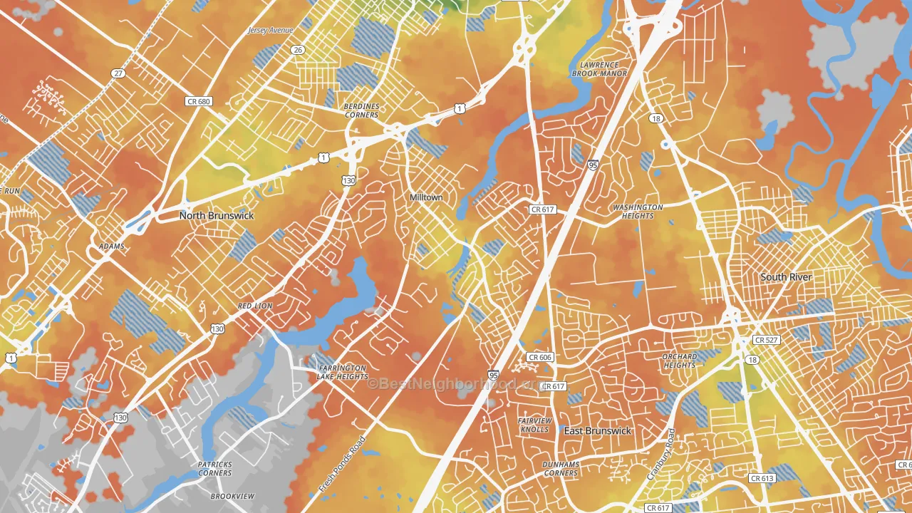 Bike Grade map of Milltown, NJ
