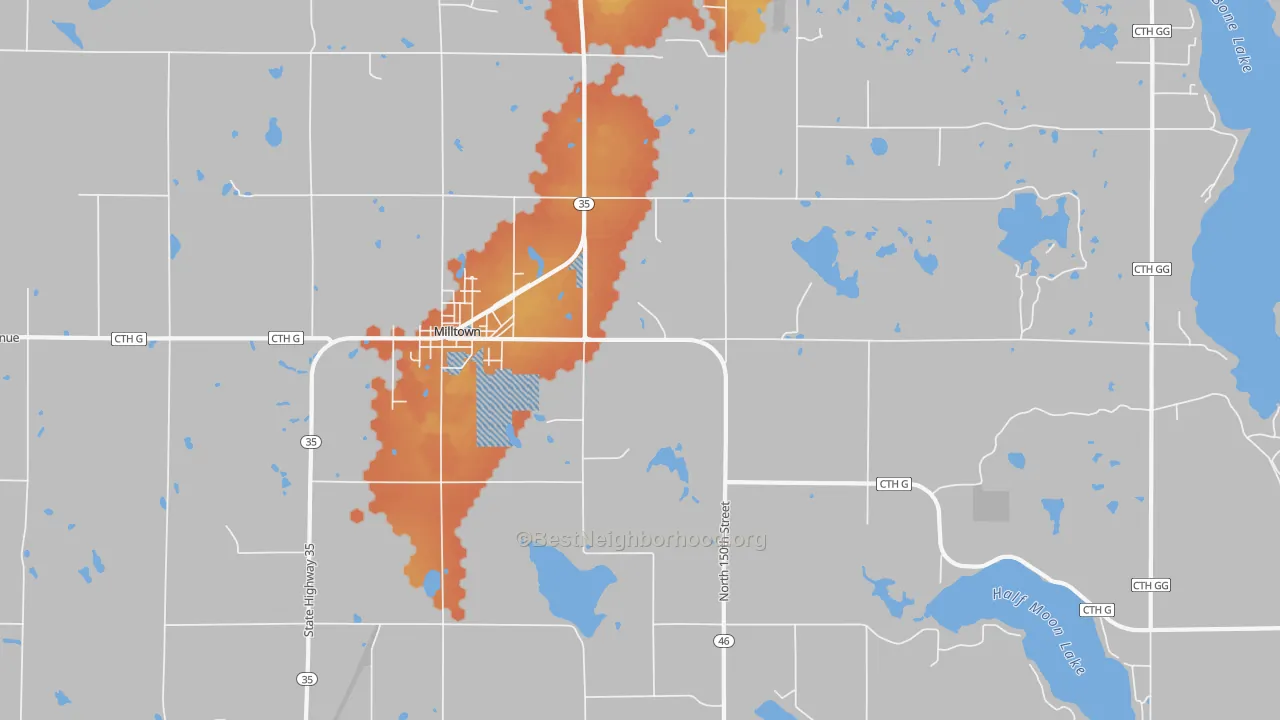 Bike Grade map of Milltown, WI