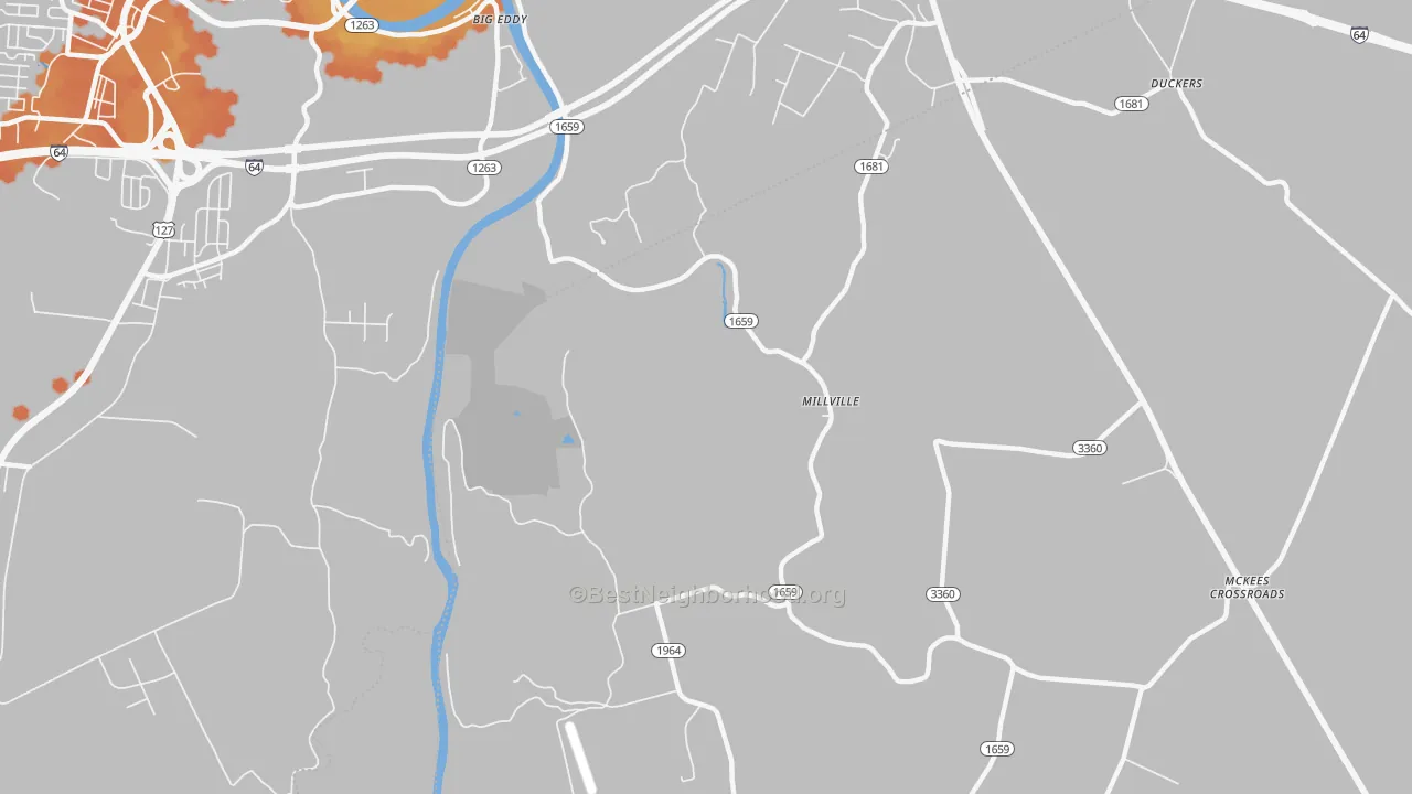 Bike Grade map of Millville, KY