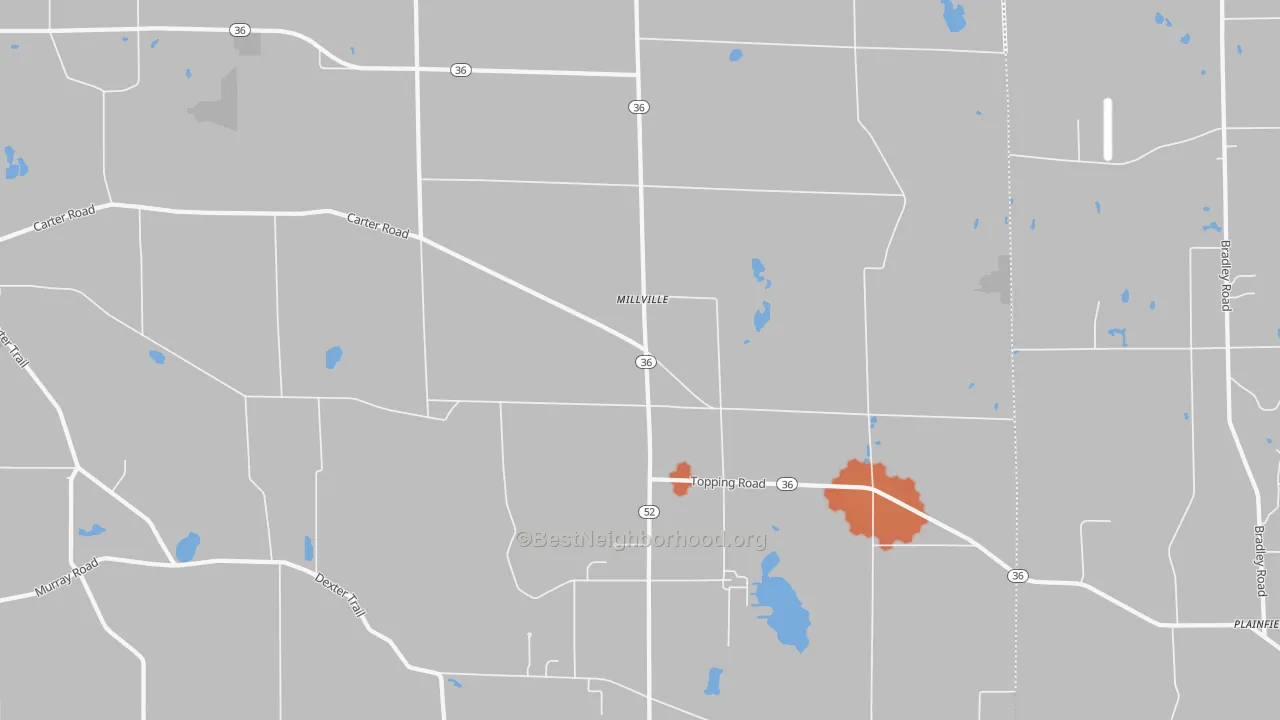 Bike Grade map of Millville, MI