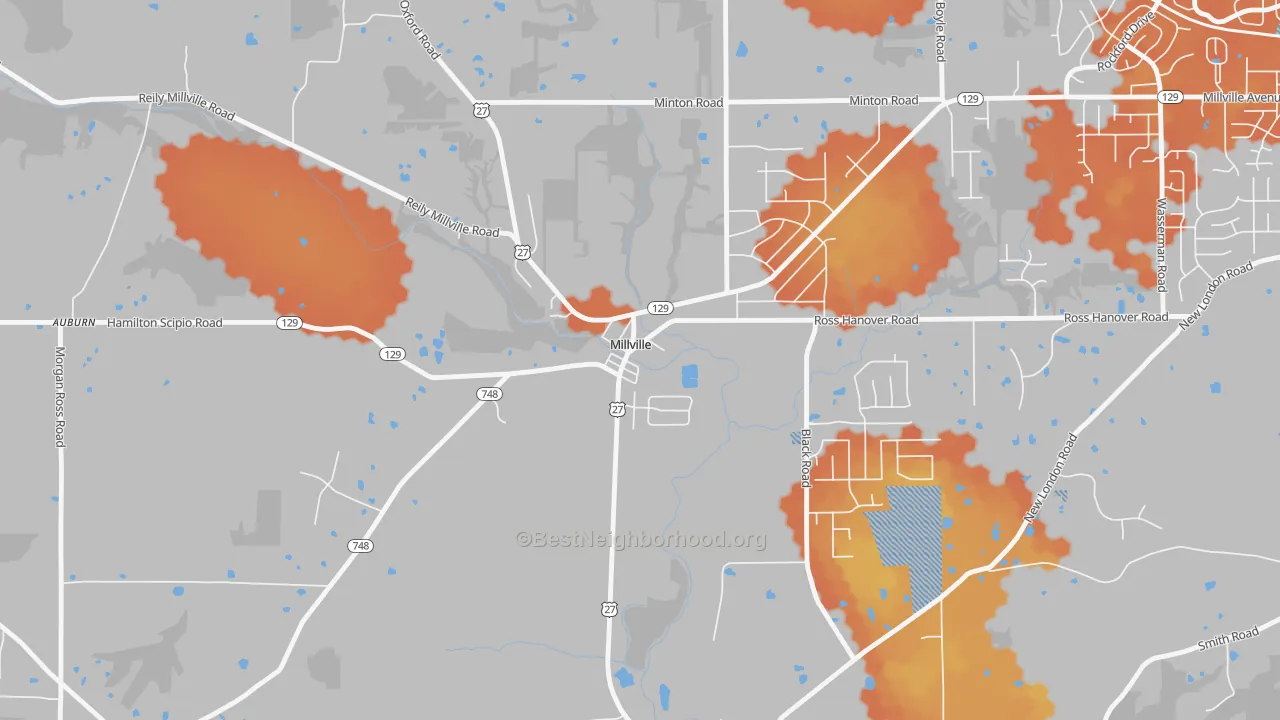 Bike Grade map of Millville, OH