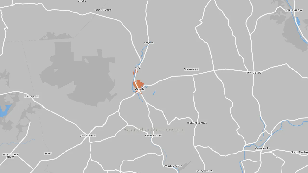 Bike Grade map of Millville, PA