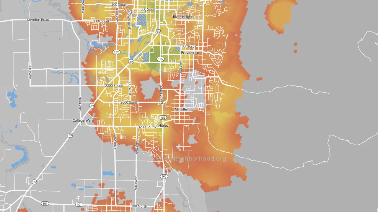 Bike Grade map of Millville, UT