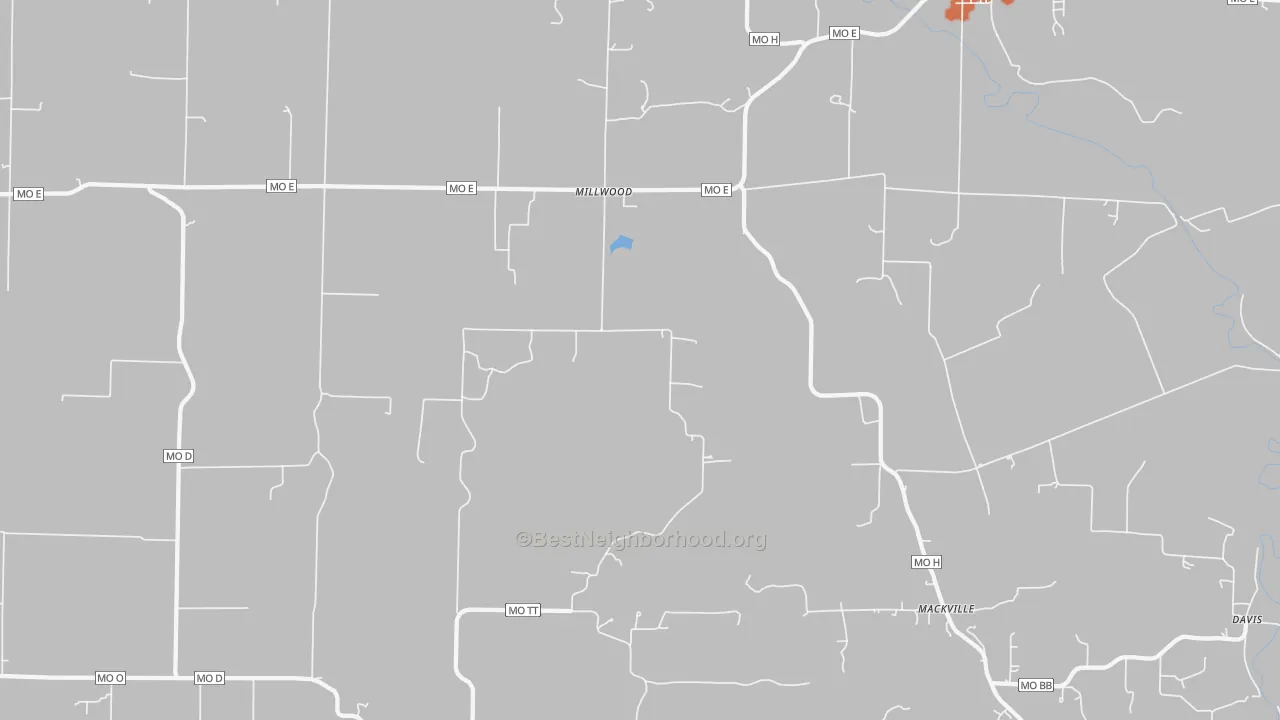 Bike Grade map of Millwood, MO