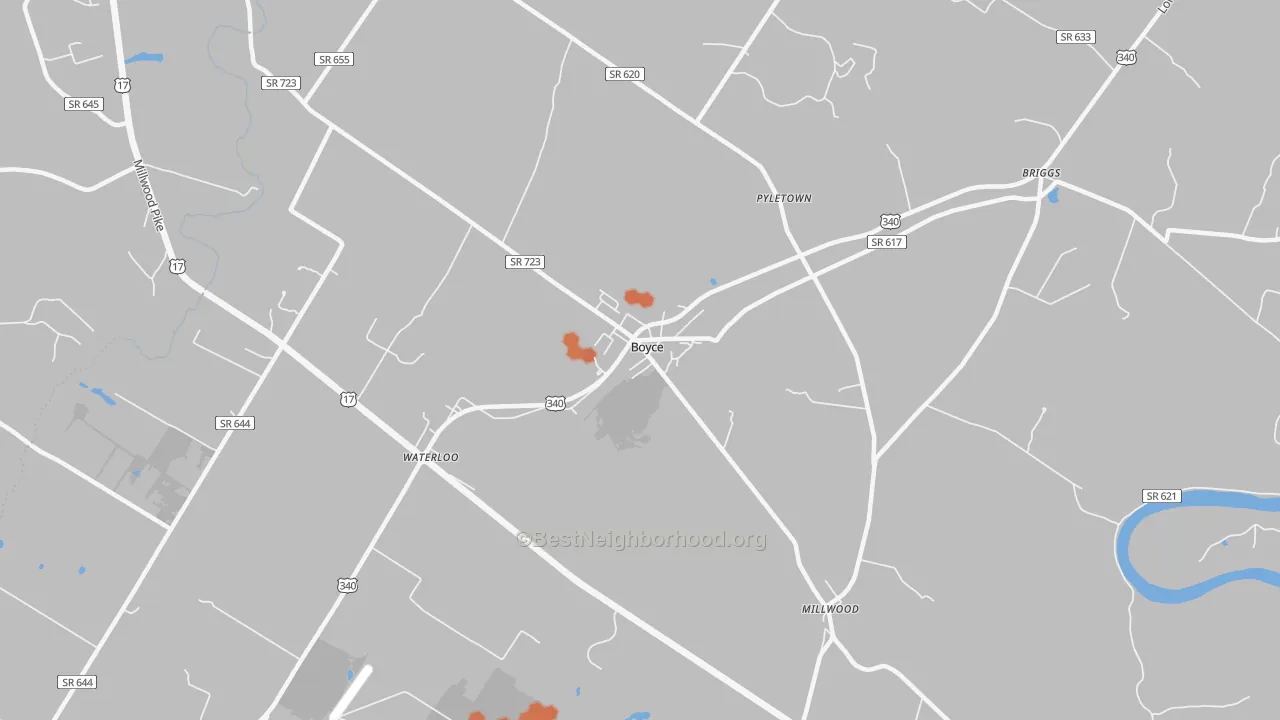 Bike Grade map of Millwood, VA