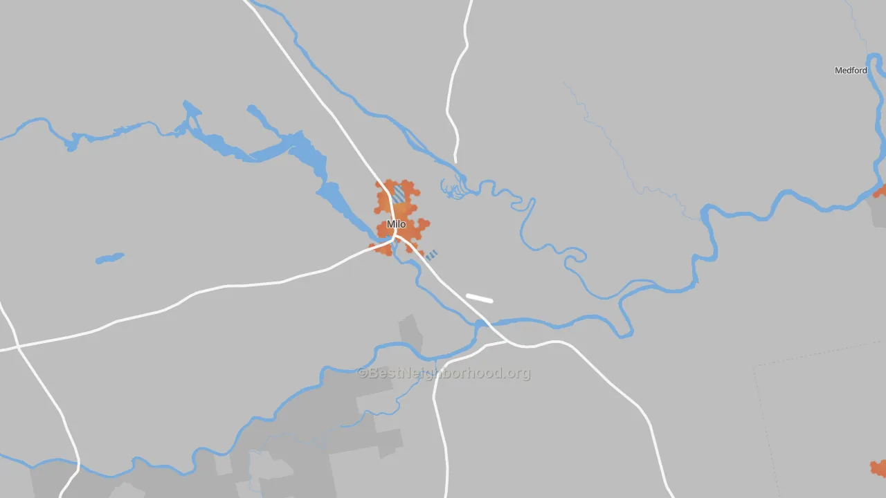 Bike Grade map of Milo, ME