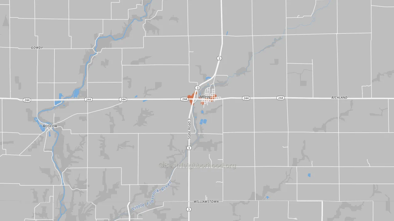 Bike Grade map of Milroy, IN