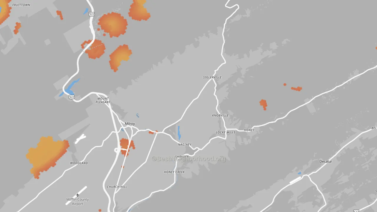 Bike Grade map of Milroy, PA
