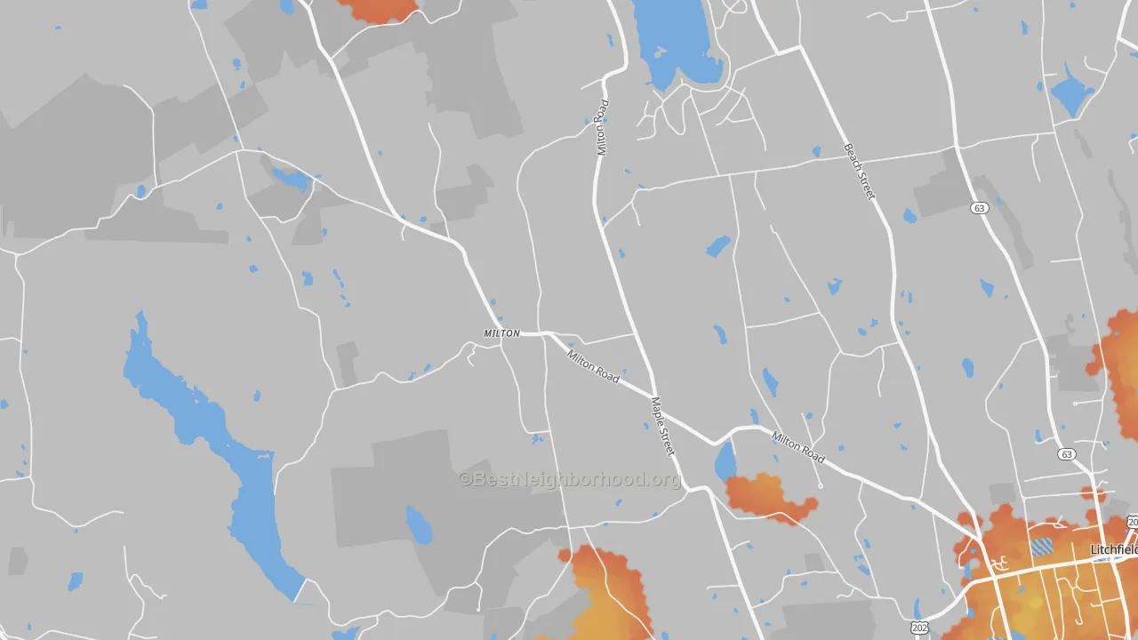 Bike Grade map of Milton, CT