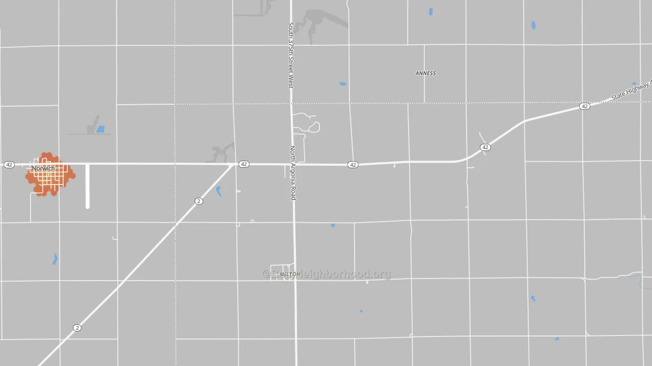 Bike Grade map of Milton, KS