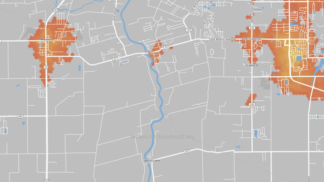 Bike Grade map of Milton, LA