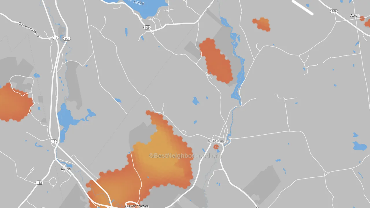 Bike Grade map of Milton Mills, NH