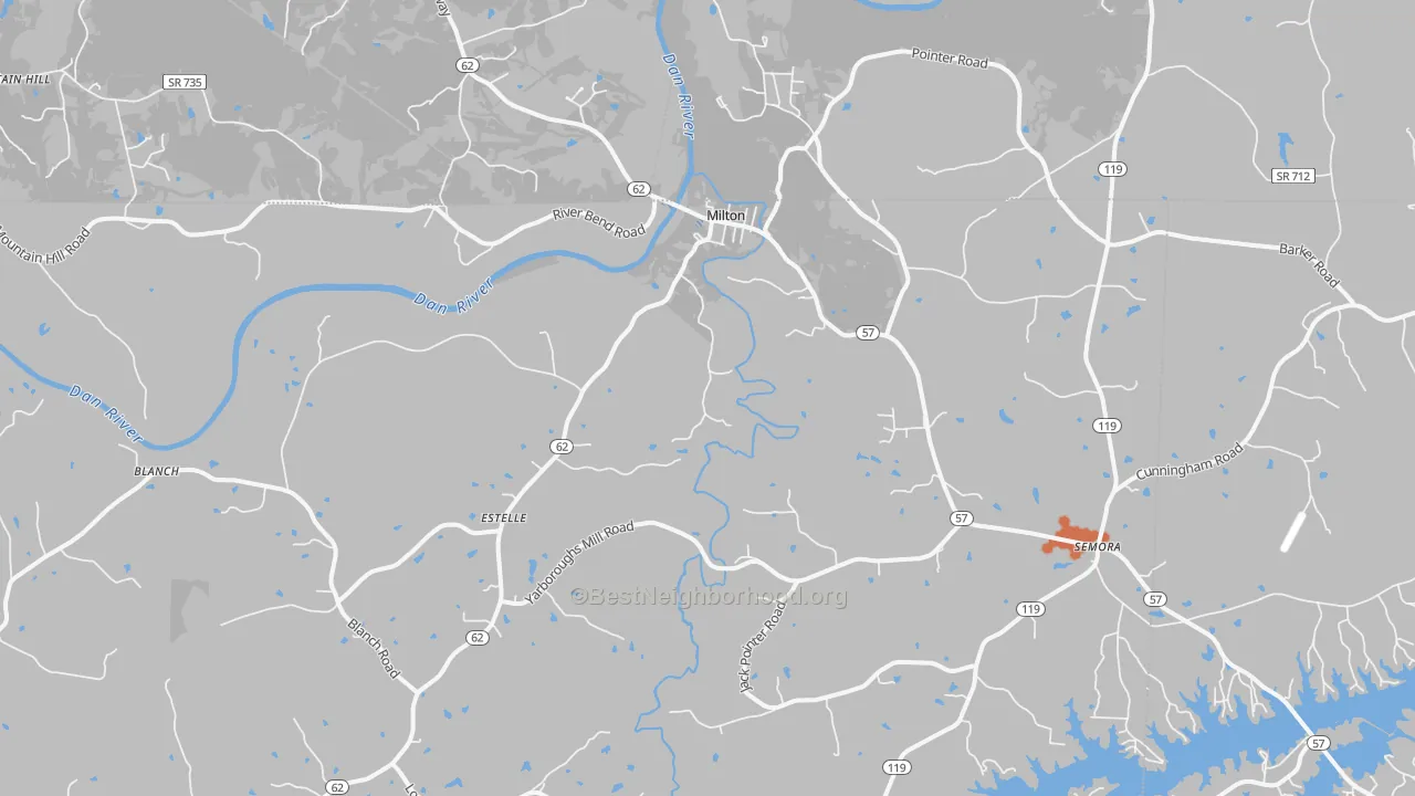 Bike Grade map of Milton, NC
