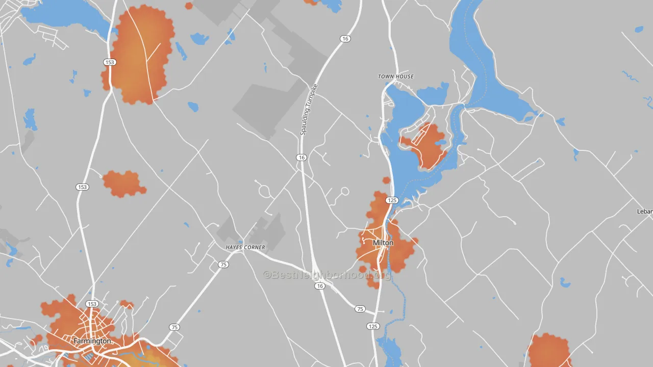 Bike Grade map of Milton, NH