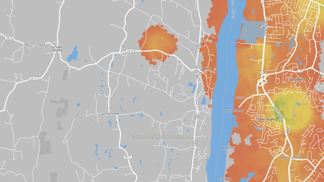 Bike Grade map of Milton, NY