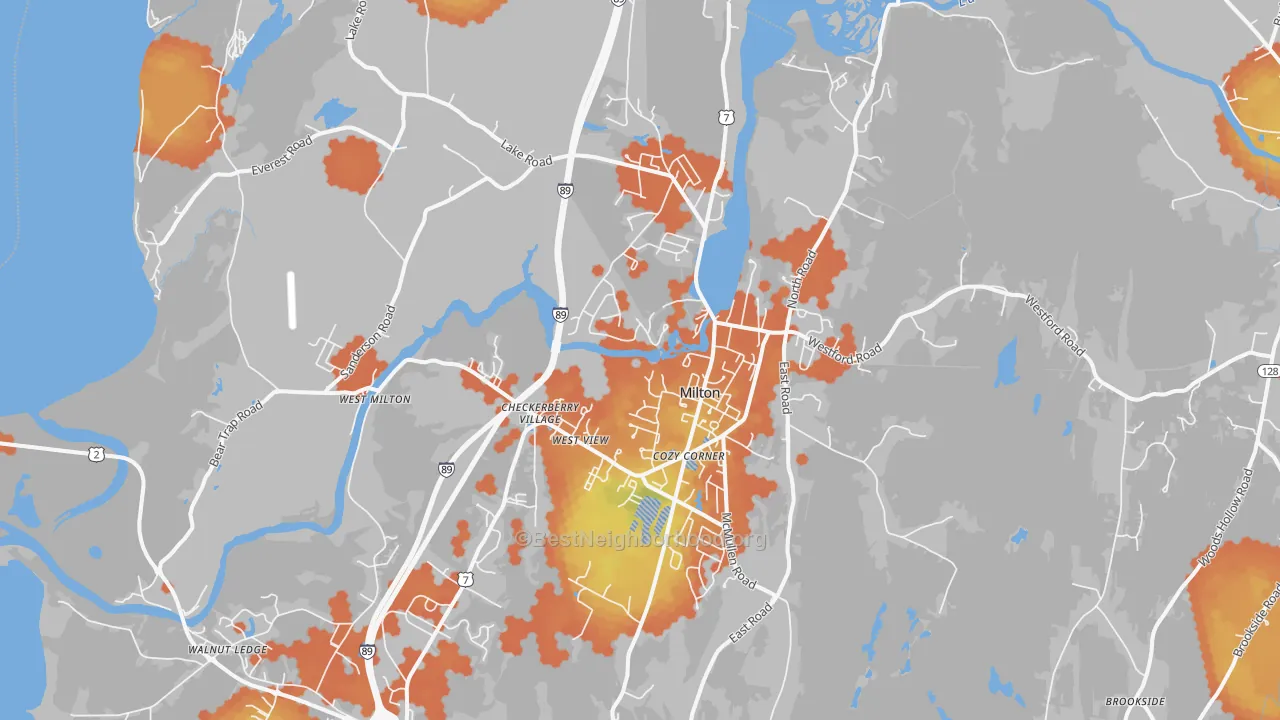 Bike Grade map of Milton, VT