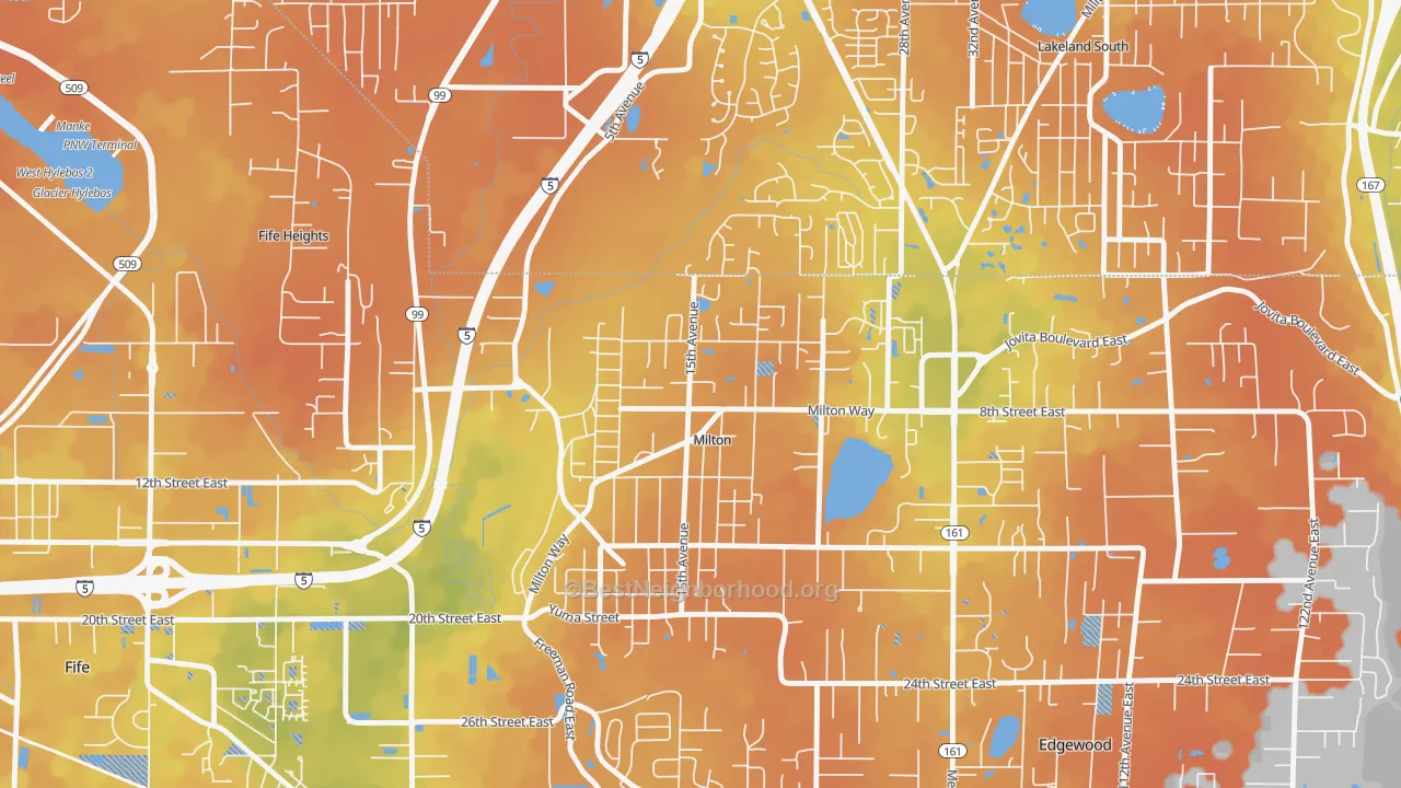 Bike Grade map of Milton, WA