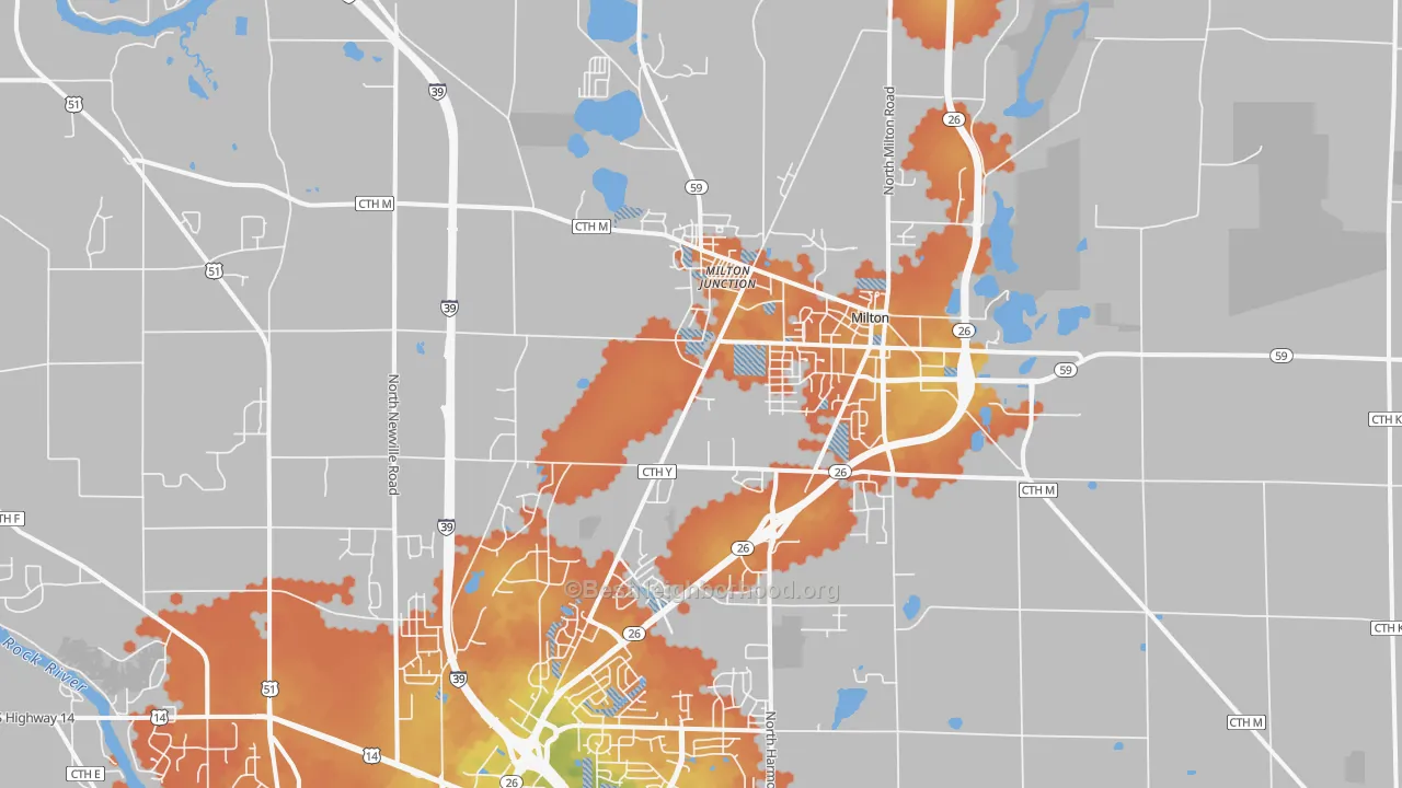 Bike Grade map of Milton, WI