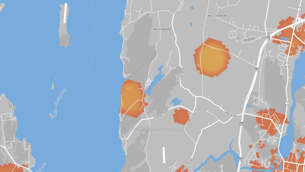 Bike Grade map of Miltonboro, VT