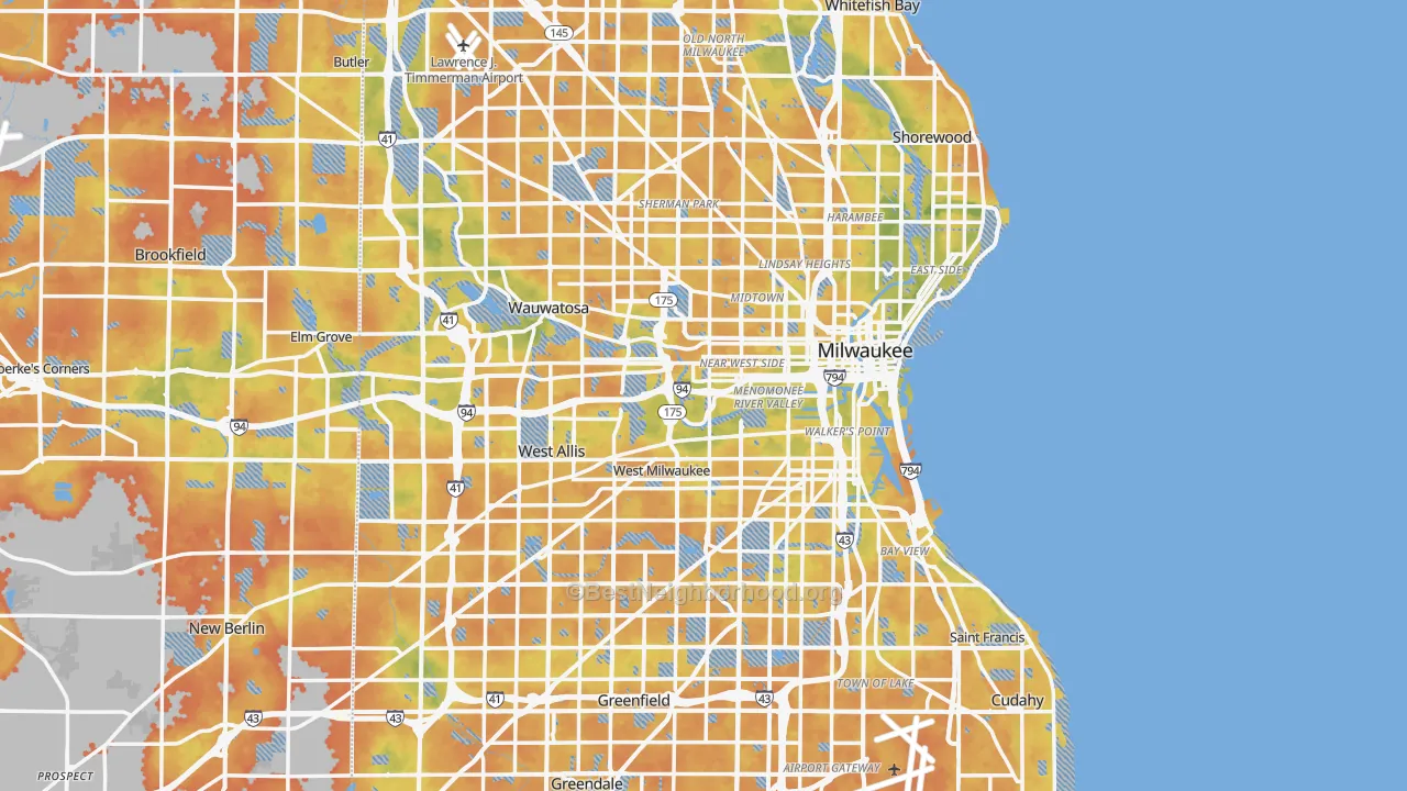 Bike Grade map of Milwaukee County, WI