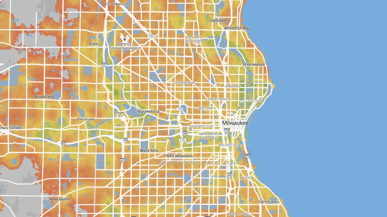 Bike Grade map of Milwaukee, WI