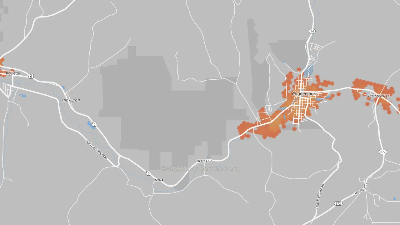 Bike Grade map of Mina, PA
