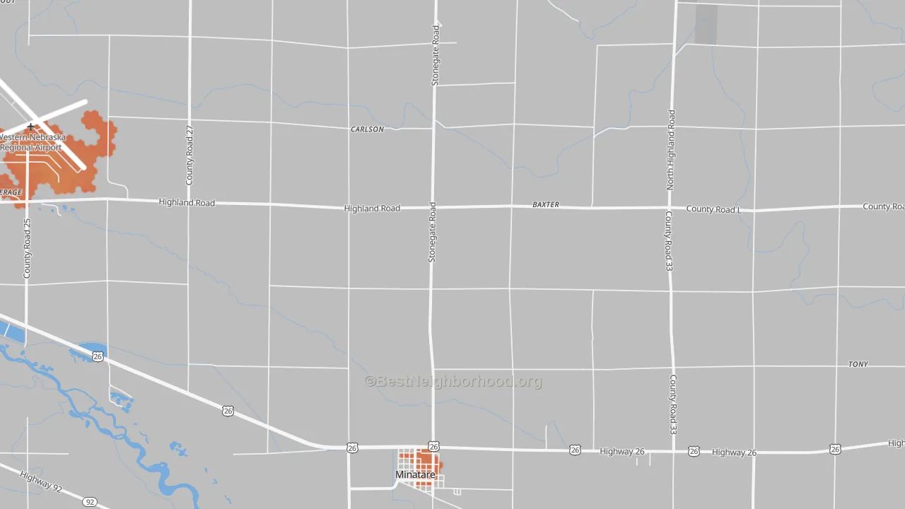 Bike Grade map of Minatare, NE