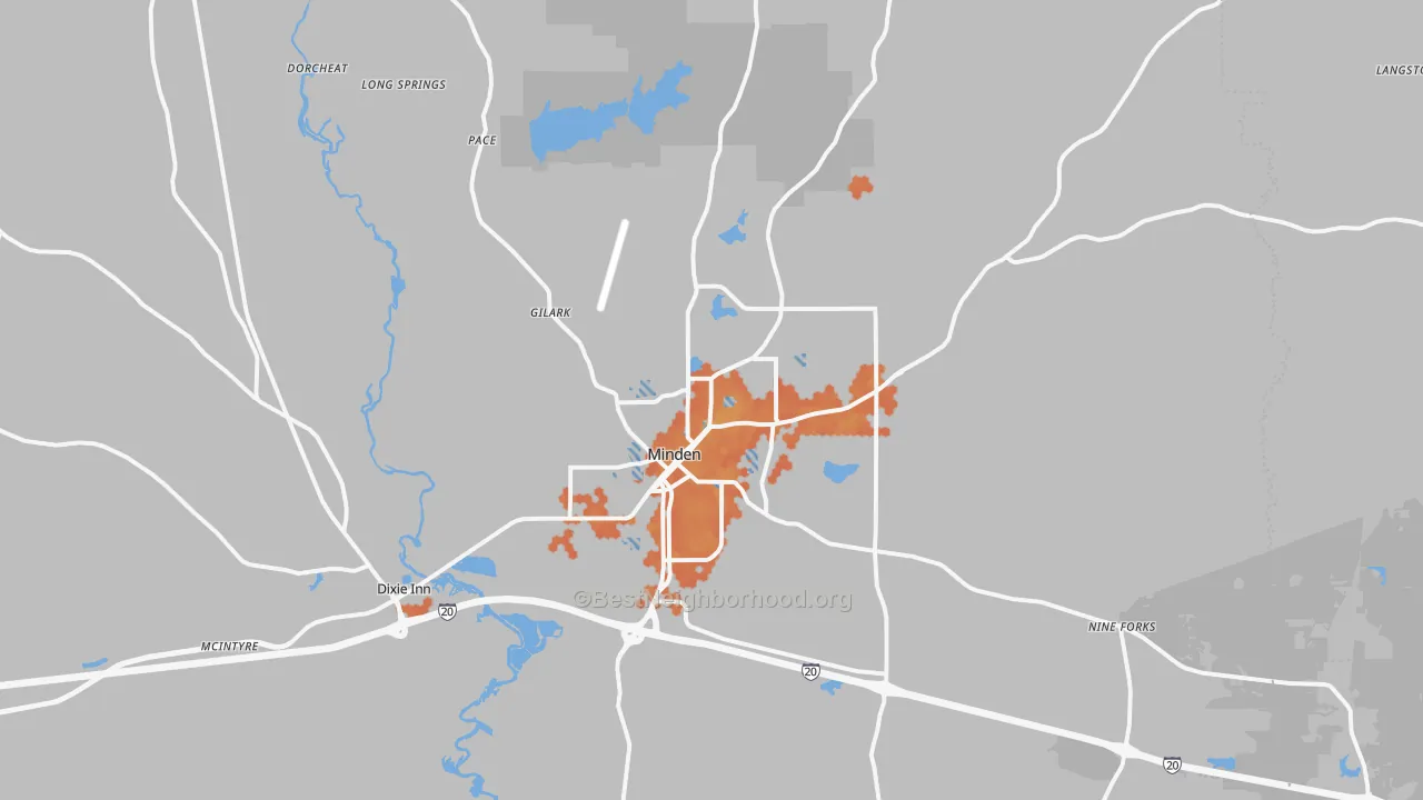 Bike Grade map of Minden, LA