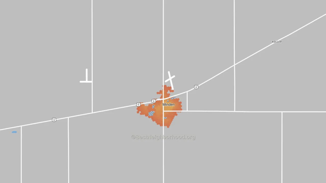 Bike Grade map of Minden, NE