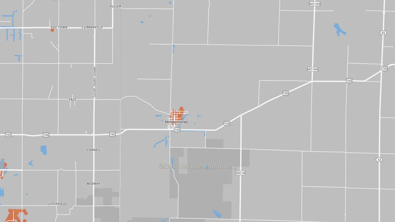 Bike Grade map of Mindenmines, MO