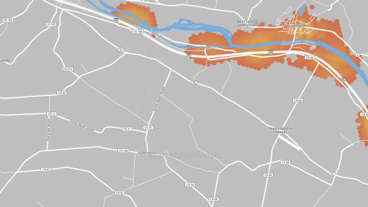 Bike Grade map of Mindenville, NY