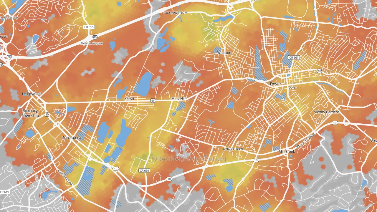 Bike Grade map of Mine Hill, NJ
