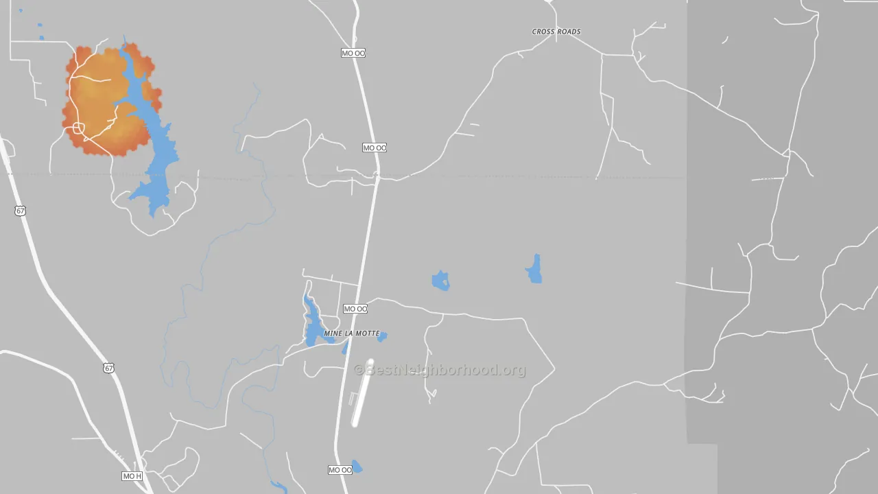 Bike Grade map of Mine La Motte, MO