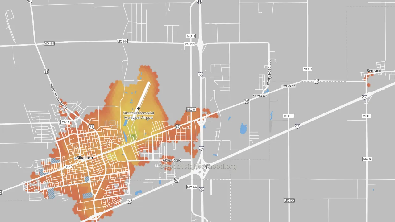 Bike Grade map of Miner, MO