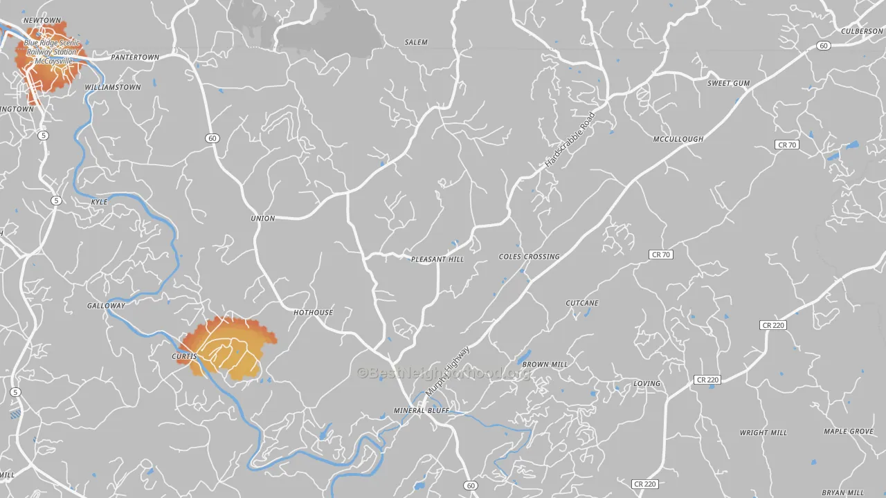 Bike Grade map of Mineral Bluff, GA