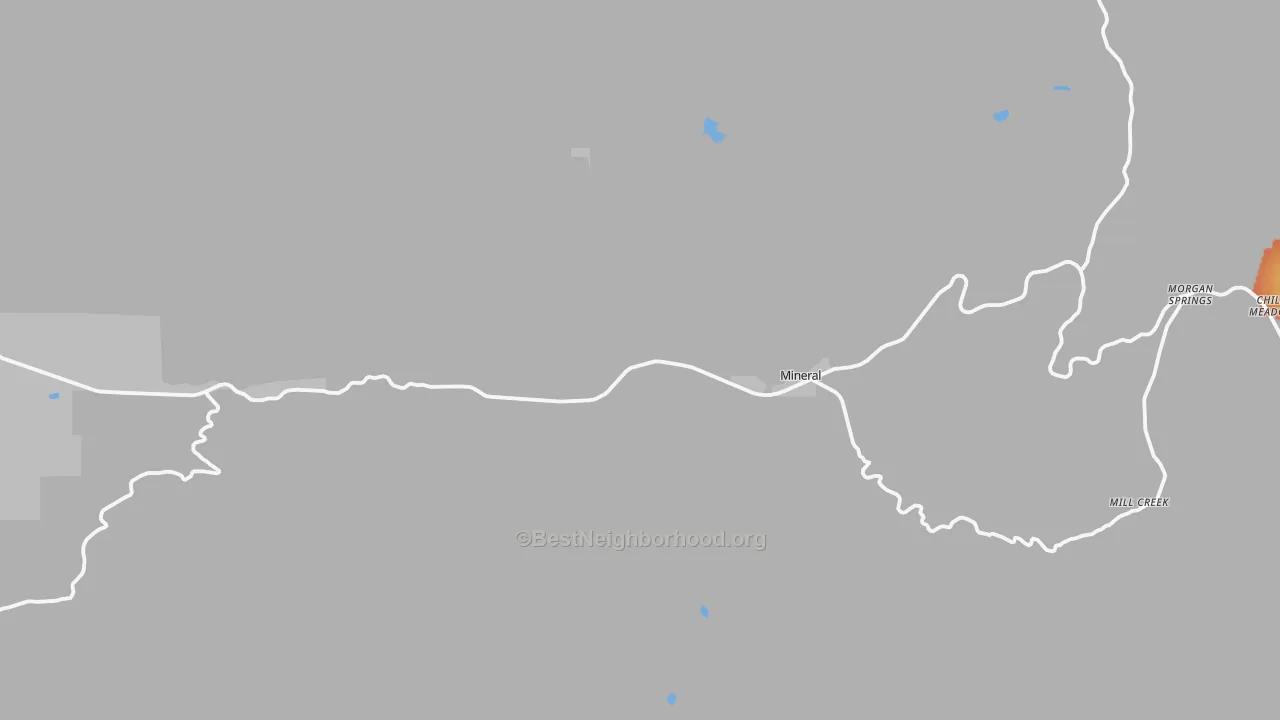 Bike Grade map of Mineral, CA