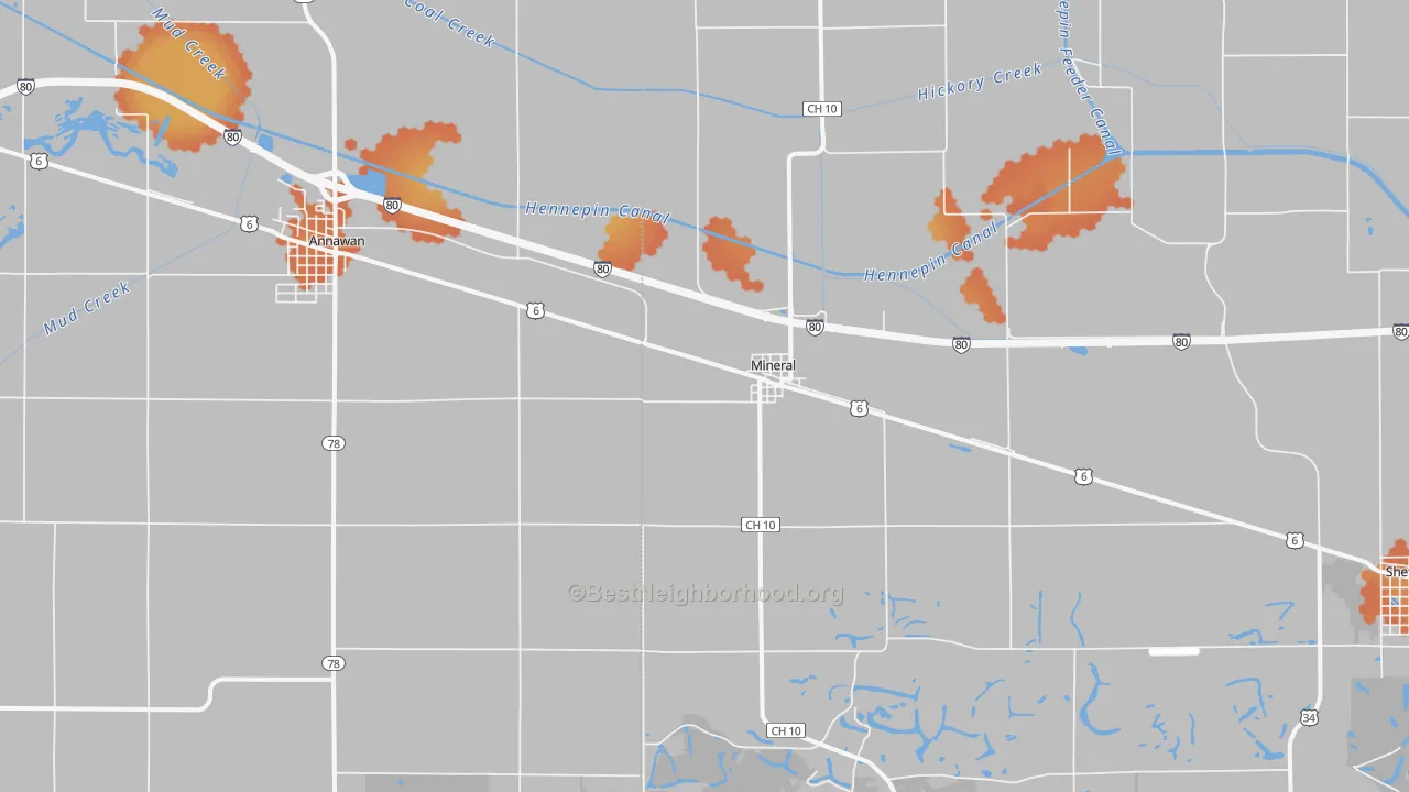 Bike Grade map of Mineral, IL