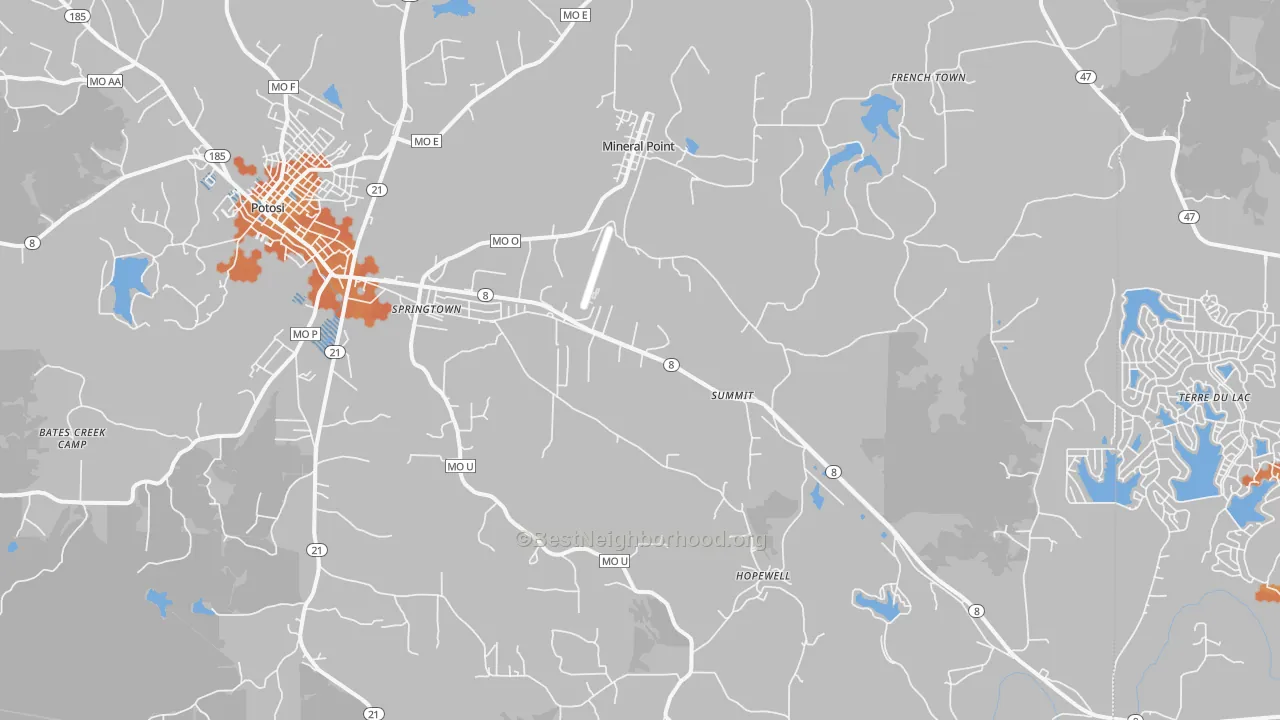 Bike Grade map of Mineral Point, MO