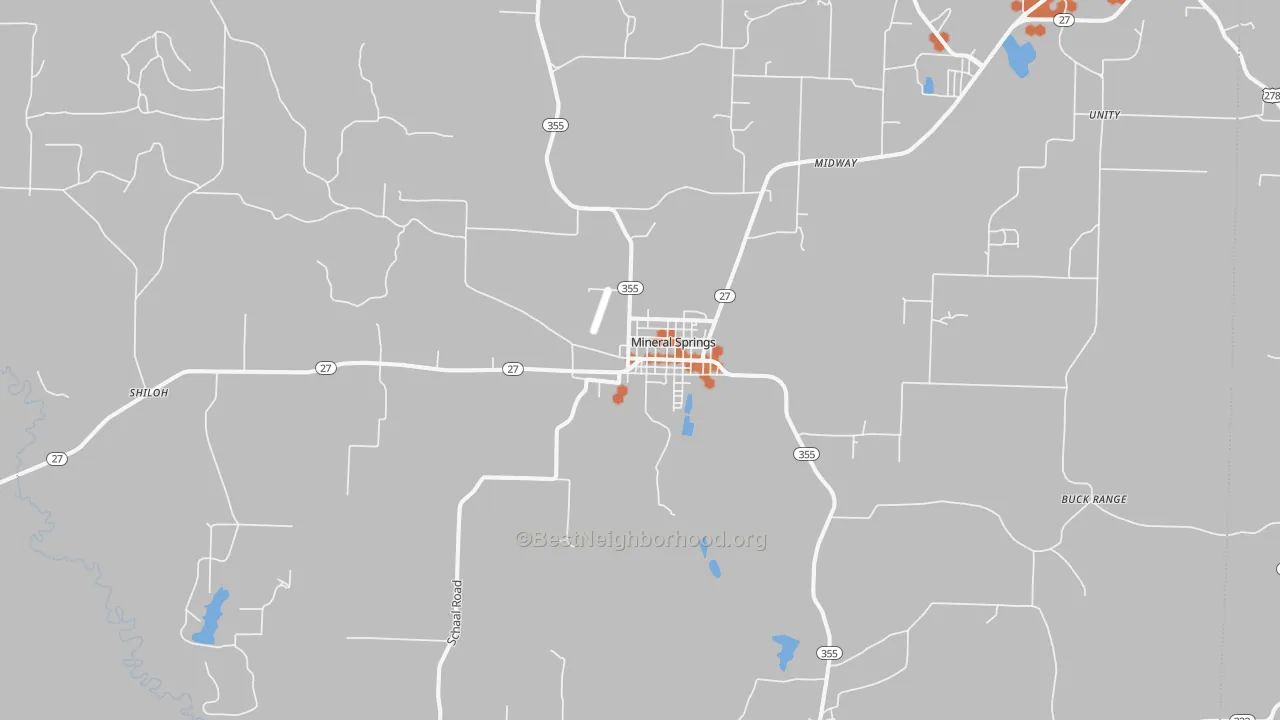 Bike Grade map of Mineral Springs, AR