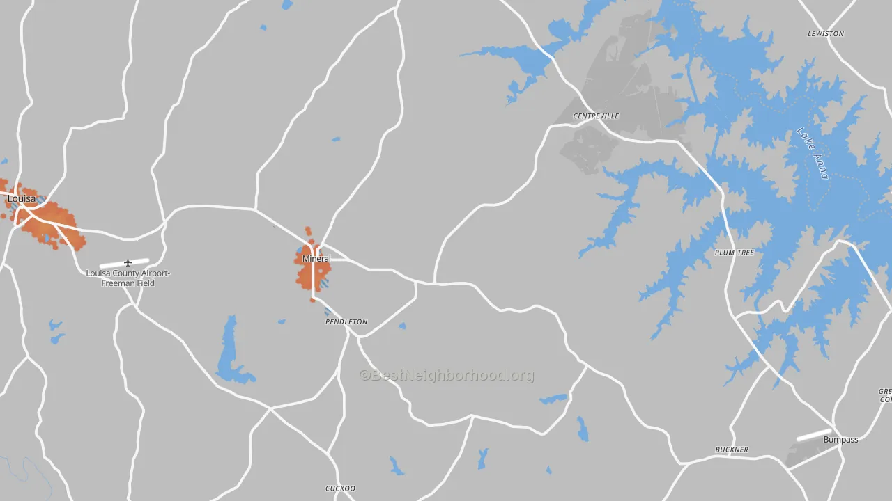 Bike Grade map of Mineral, VA
