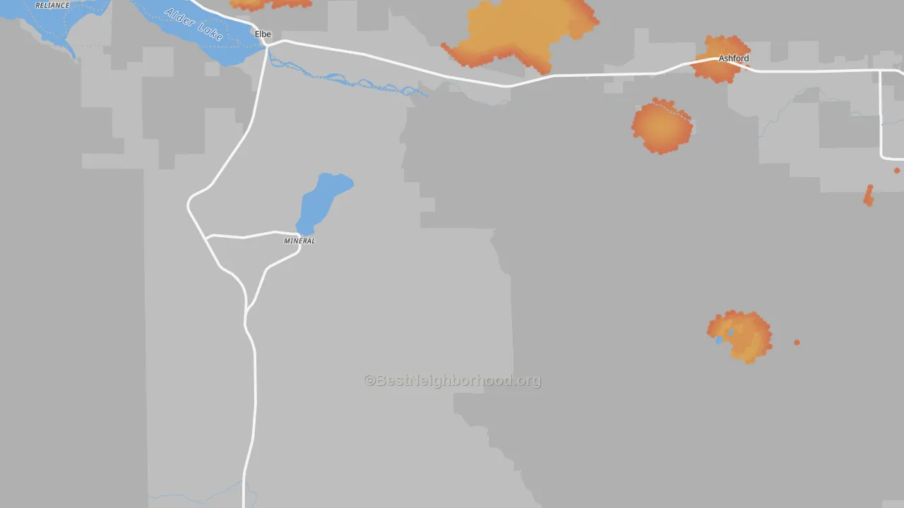 Bike Grade map of Mineral, WA